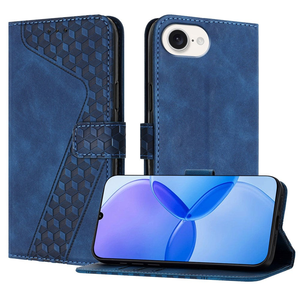 For iPhone 17e / 16e Leather Case 7-Shaped Pattern Wallet Stand Shockproof Phone Cover