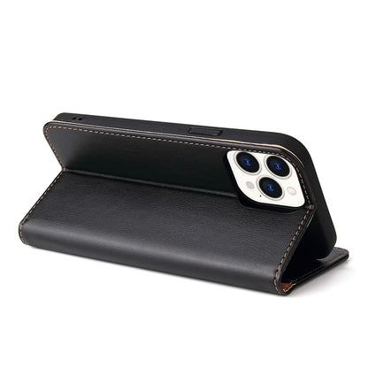 FIERRE SHANN for iPhone 14 Pro Max Cell Phone Case Stand Auto-absorbed Magnetic Closure Flip Wallet Cover PU Leather Phone Shell