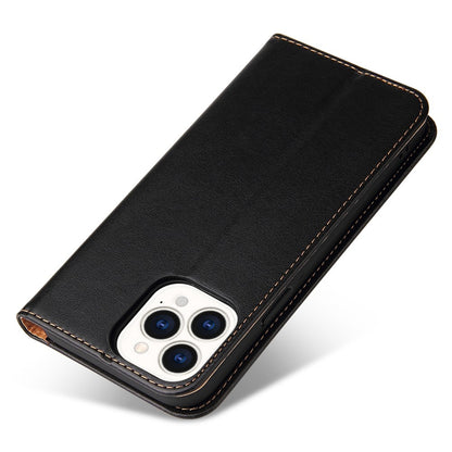 FIERRE SHANN for iPhone 14 Pro Max Cell Phone Case Stand Auto-absorbed Magnetic Closure Flip Wallet Cover PU Leather Phone Shell