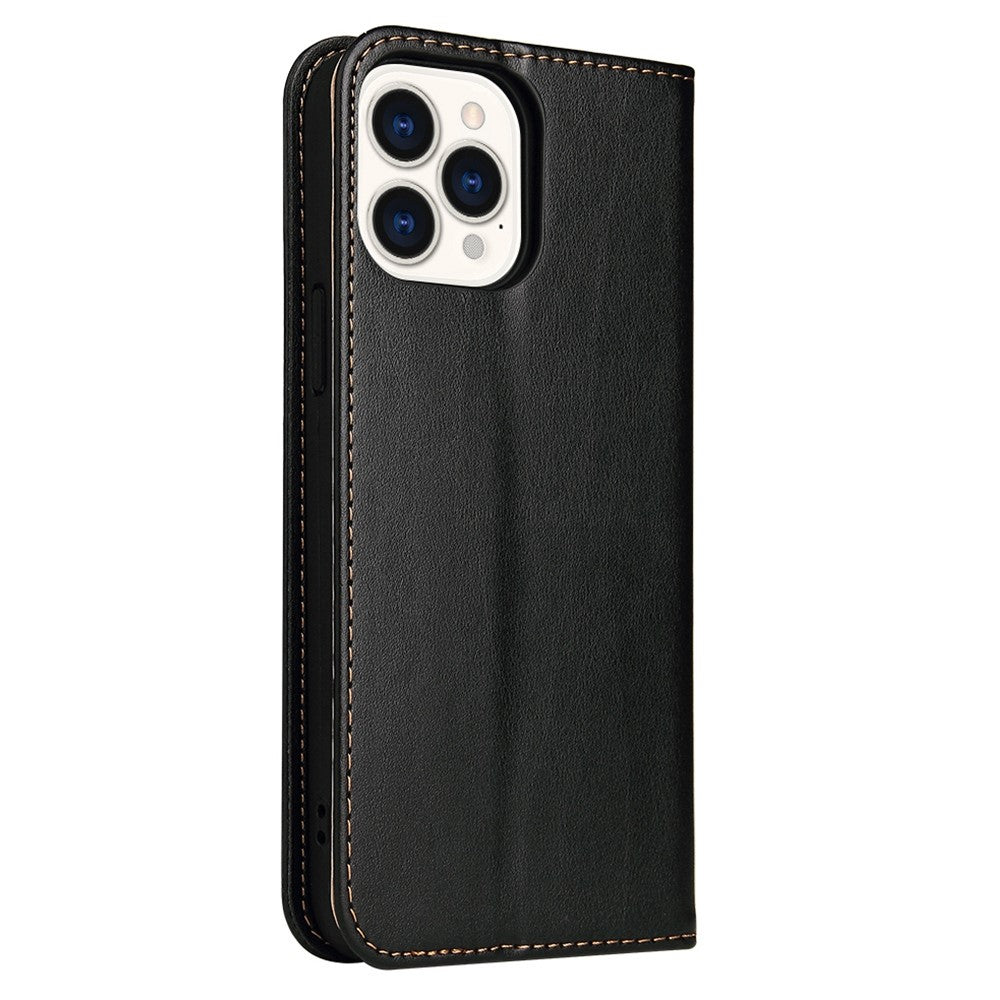 FIERRE SHANN for iPhone 14 Pro Max Cell Phone Case Stand Auto-absorbed Magnetic Closure Flip Wallet Cover PU Leather Phone Shell