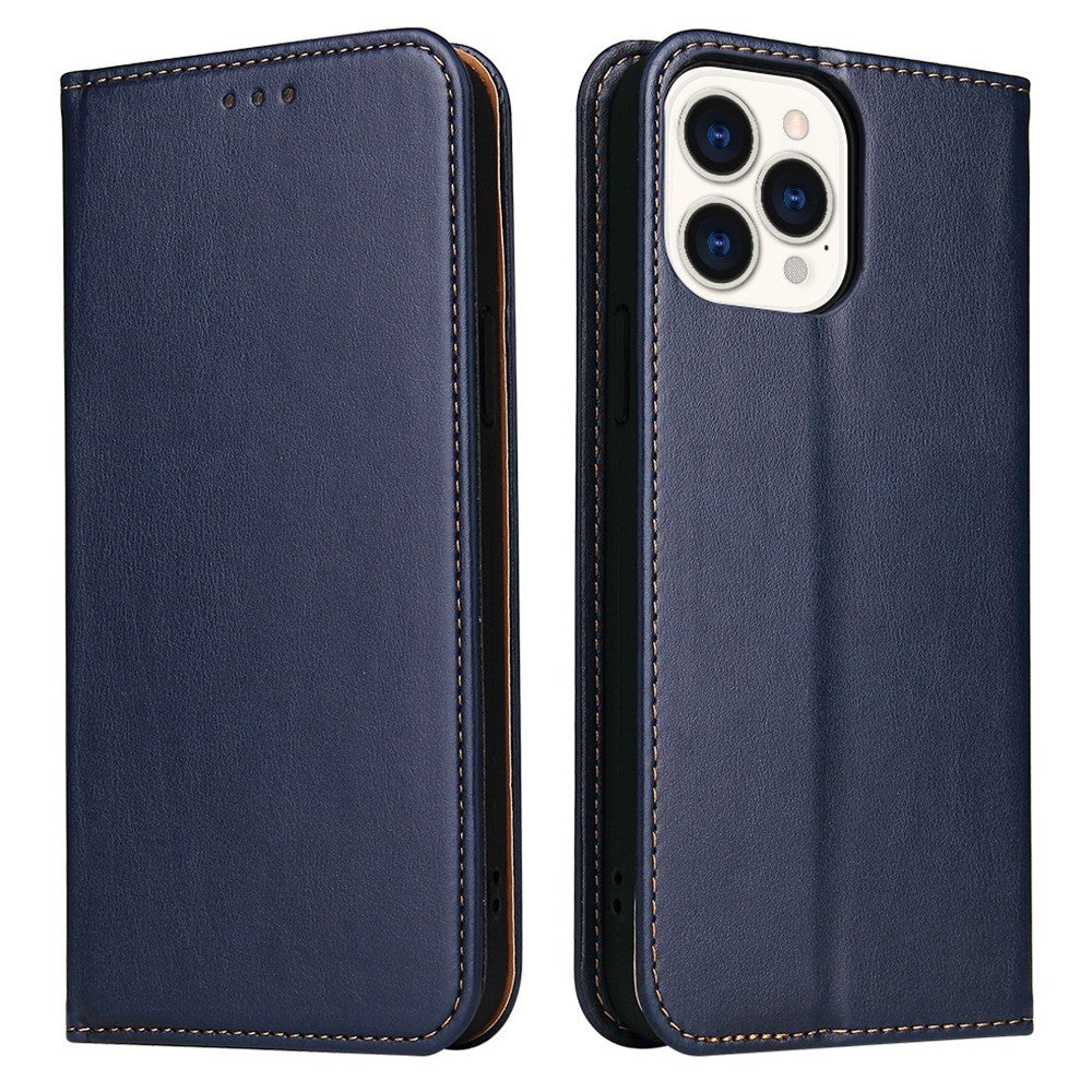 FIERRE SHANN for iPhone 14 Pro Max Cell Phone Case Stand Auto-absorbed Magnetic Closure Flip Wallet Cover PU Leather Phone Shell