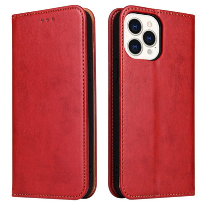 FIERRE SHANN for iPhone 14 Pro Max Cell Phone Case Stand Auto-absorbed Magnetic Closure Flip Wallet Cover PU Leather Phone Shell