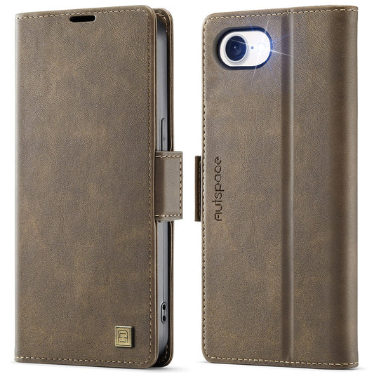 AUTSPACE For iPhone 17e / 16e Case  A11 RFID Blocking Retro Leather Cell Phone Wallet Cover