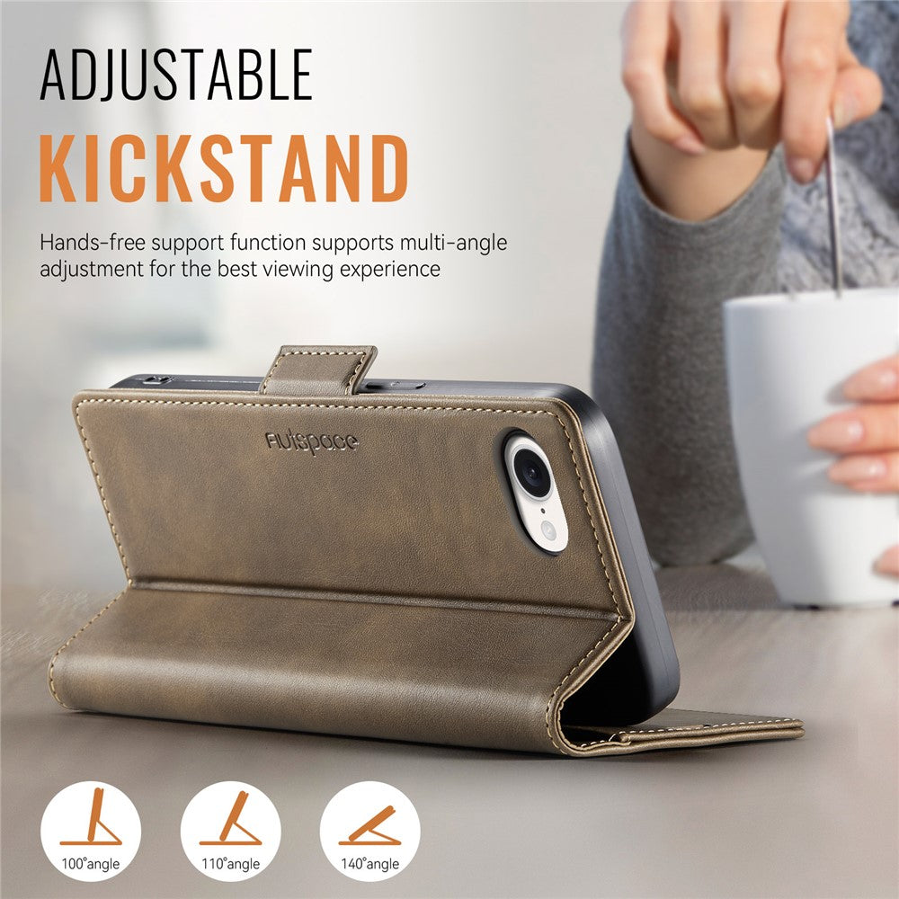 AUTSPACE For iPhone 17e / 16e Case  A11 RFID Blocking Retro Leather Cell Phone Wallet Cover