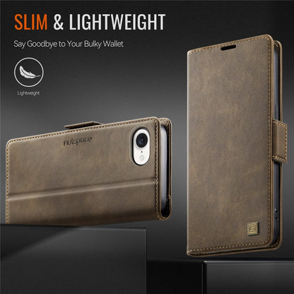 AUTSPACE For iPhone 17e / 16e Case  A11 RFID Blocking Retro Leather Cell Phone Wallet Cover