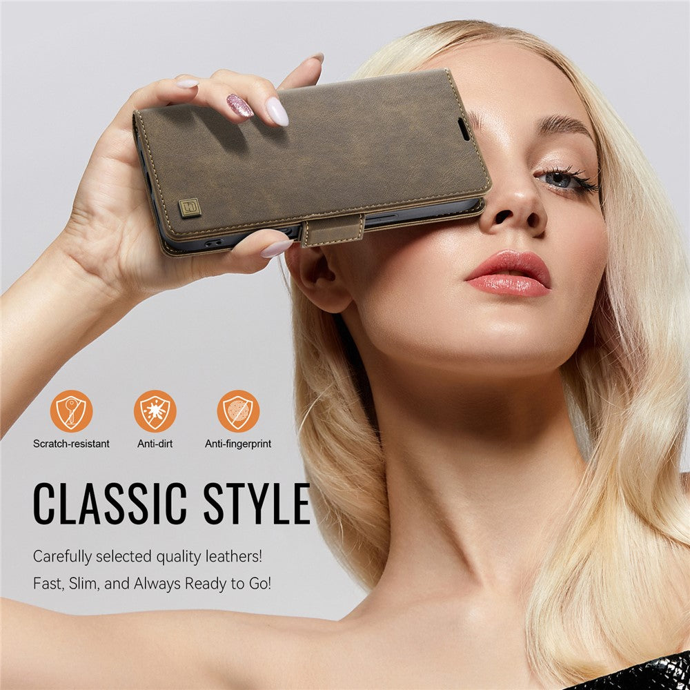 AUTSPACE For iPhone 17e / 16e Case  A11 RFID Blocking Retro Leather Cell Phone Wallet Cover