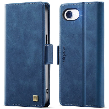 AUTSPACE For iPhone 17e / 16e Case  A11 RFID Blocking Retro Leather Cell Phone Wallet Cover