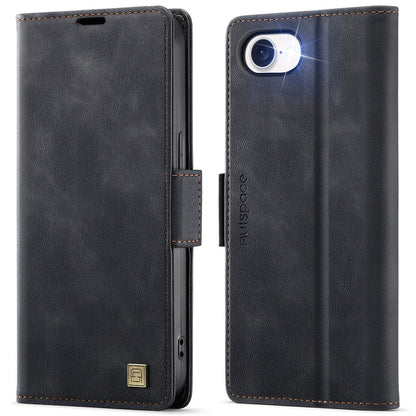 AUTSPACE For iPhone 17e / 16e Case  A11 RFID Blocking Retro Leather Cell Phone Wallet Cover