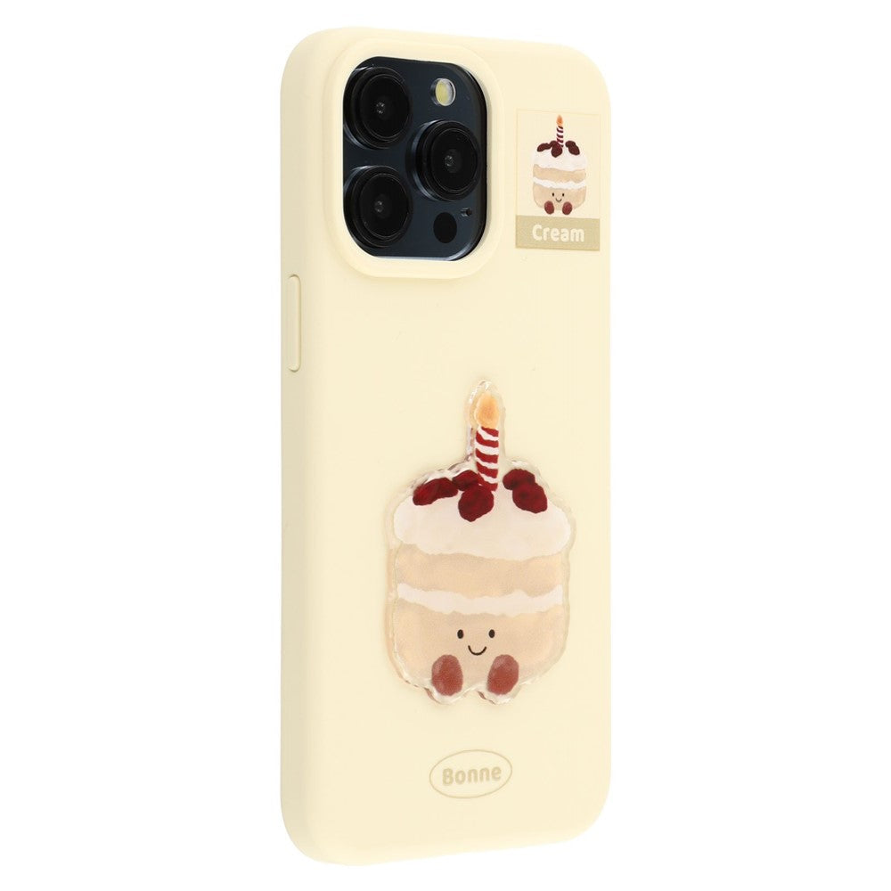For iPhone 15 Pro Max Case Pattern Printed 2.0mm TPU Phone Cover with 3D Accessories Decor