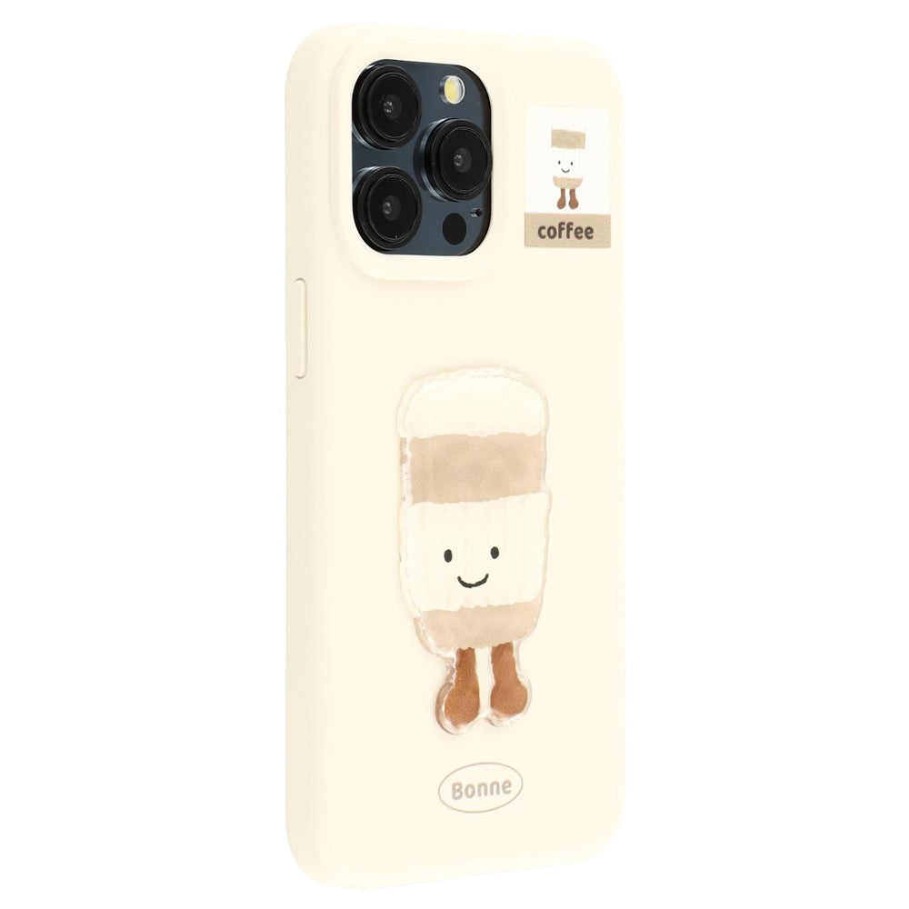 For iPhone 15 Pro Max Case Pattern Printed 2.0mm TPU Phone Cover with 3D Accessories Decor