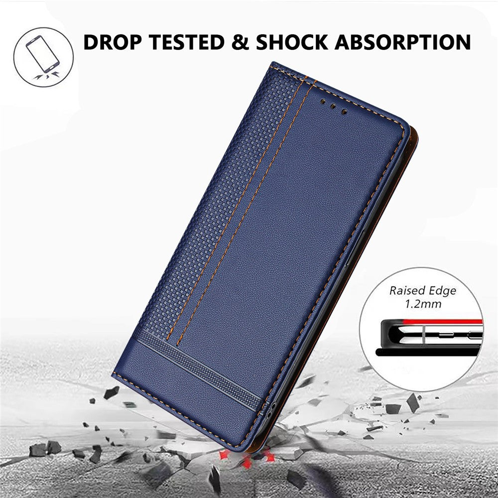 For iPhone 17e / 16e Case L-Shaped Grid Pattern Leather Stand Phone Cover with Card Slots