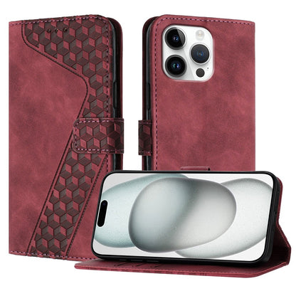 For iPhone 16 Pro Max Leather Case 7-Shaped Pattern Wallet Stand Shockproof Phone Cover