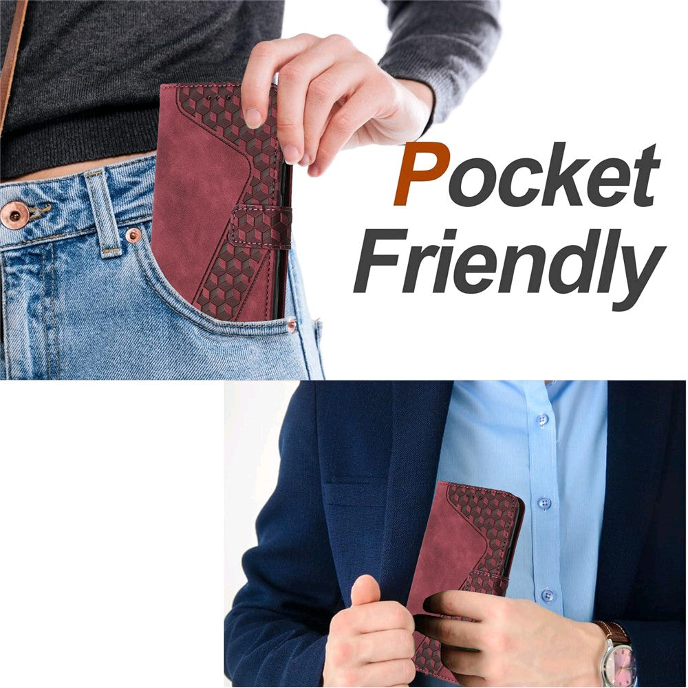 For iPhone 16 Pro Max Leather Case 7-Shaped Pattern Wallet Stand Shockproof Phone Cover