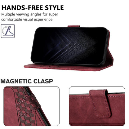 For iPhone 16 Pro Max Leather Case 7-Shaped Pattern Wallet Stand Shockproof Phone Cover
