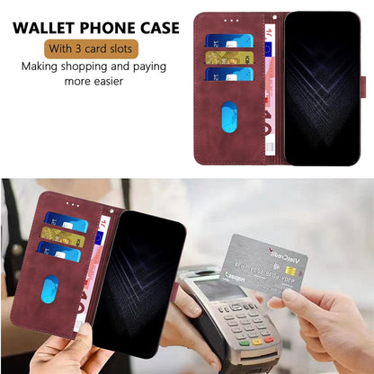For iPhone 16 Pro Max Leather Case 7-Shaped Pattern Wallet Stand Shockproof Phone Cover