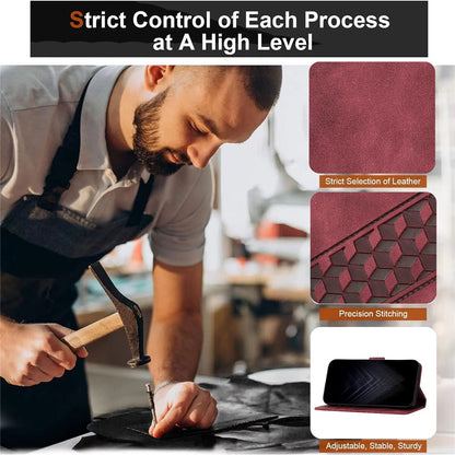 For iPhone 16 Pro Max Leather Case 7-Shaped Pattern Wallet Stand Shockproof Phone Cover