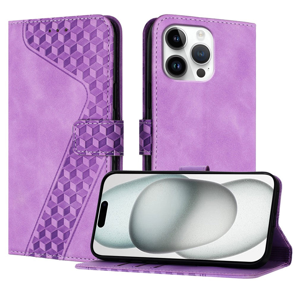 For iPhone 16 Pro Max Leather Case 7-Shaped Pattern Wallet Stand Shockproof Phone Cover