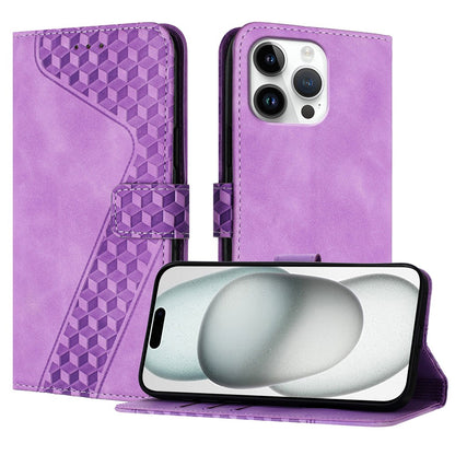 For iPhone 16 Pro Max Leather Case 7-Shaped Pattern Wallet Stand Shockproof Phone Cover