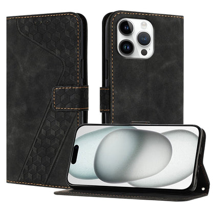 For iPhone 16 Pro Max Leather Case 7-Shaped Pattern Wallet Stand Shockproof Phone Cover