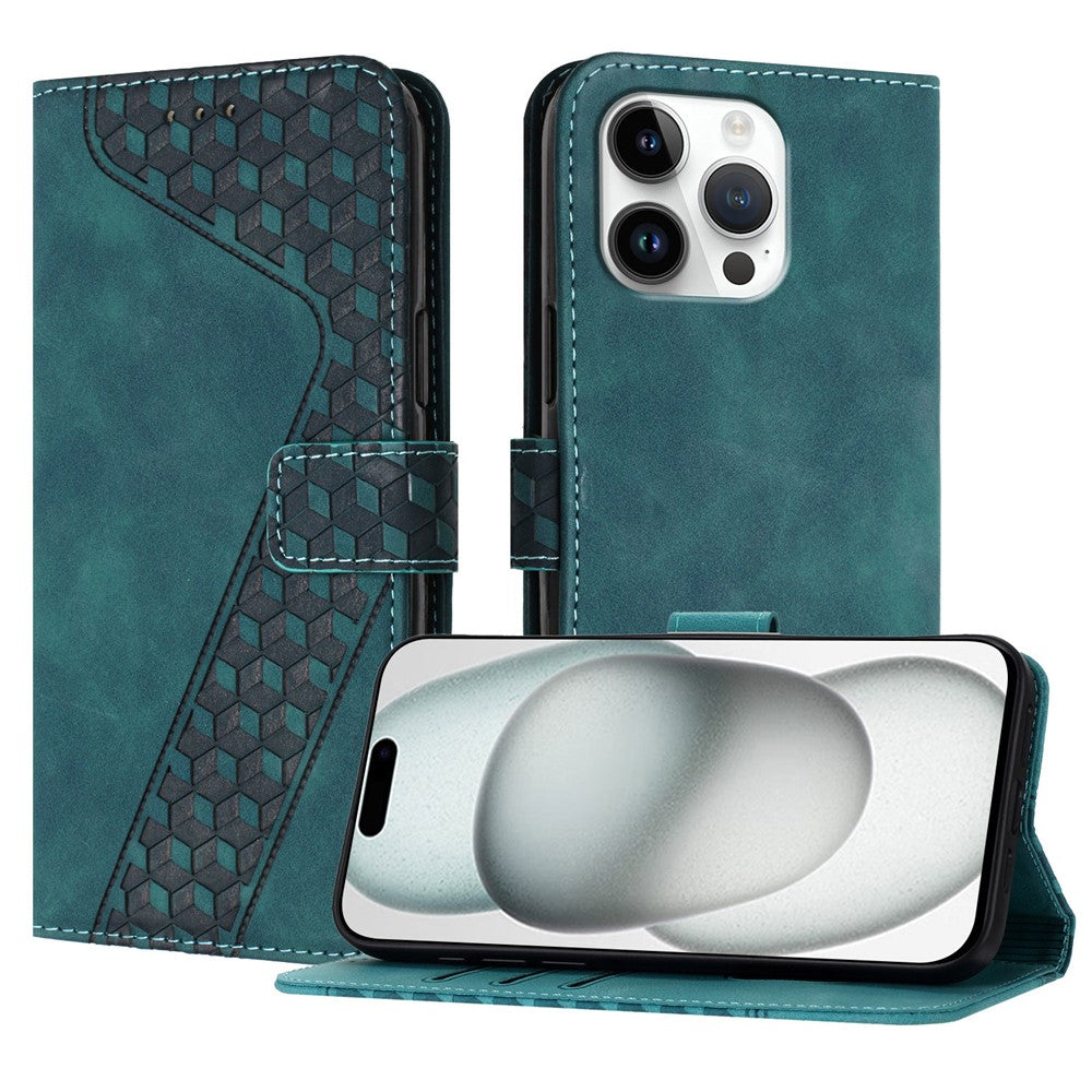 For iPhone 16 Pro Max Leather Case 7-Shaped Pattern Wallet Stand Shockproof Phone Cover