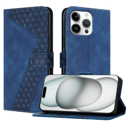 For iPhone 16 Pro Max Leather Case 7-Shaped Pattern Wallet Stand Shockproof Phone Cover