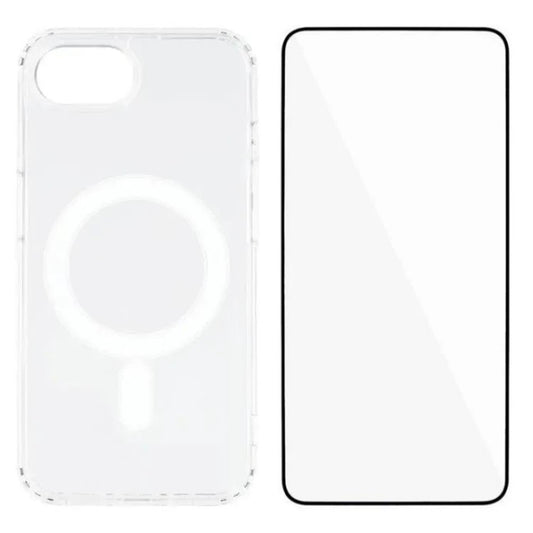 WANLONFENG LM Series For iPhone 17e / 16e Clear Phone Case Compatible with MagSafe with Screen Film (Big Lens Hole)