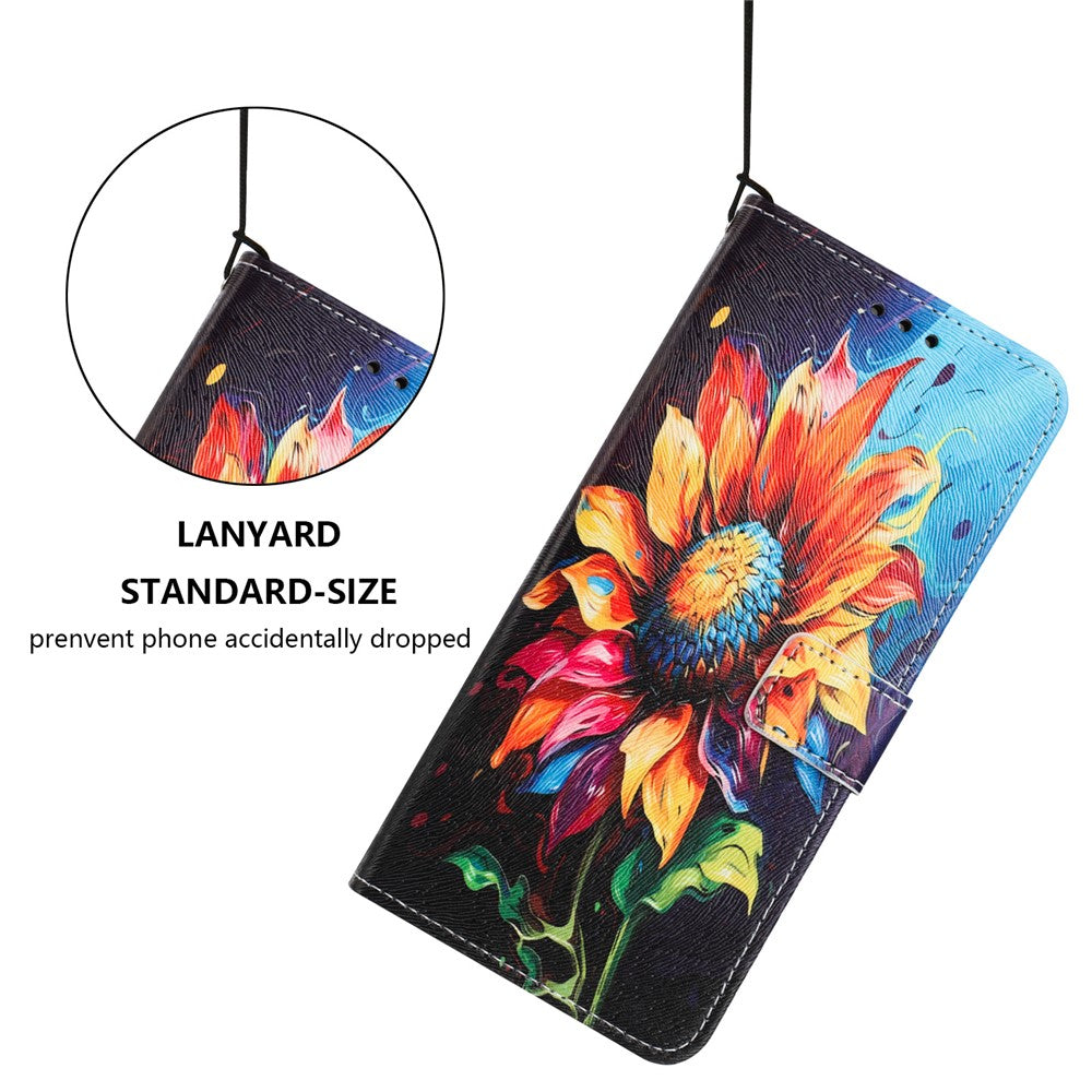 YX-2501 For iPhone 14 / 13 Case Pattern Printing PU Leather Wallet Phone Cover with Lanyard