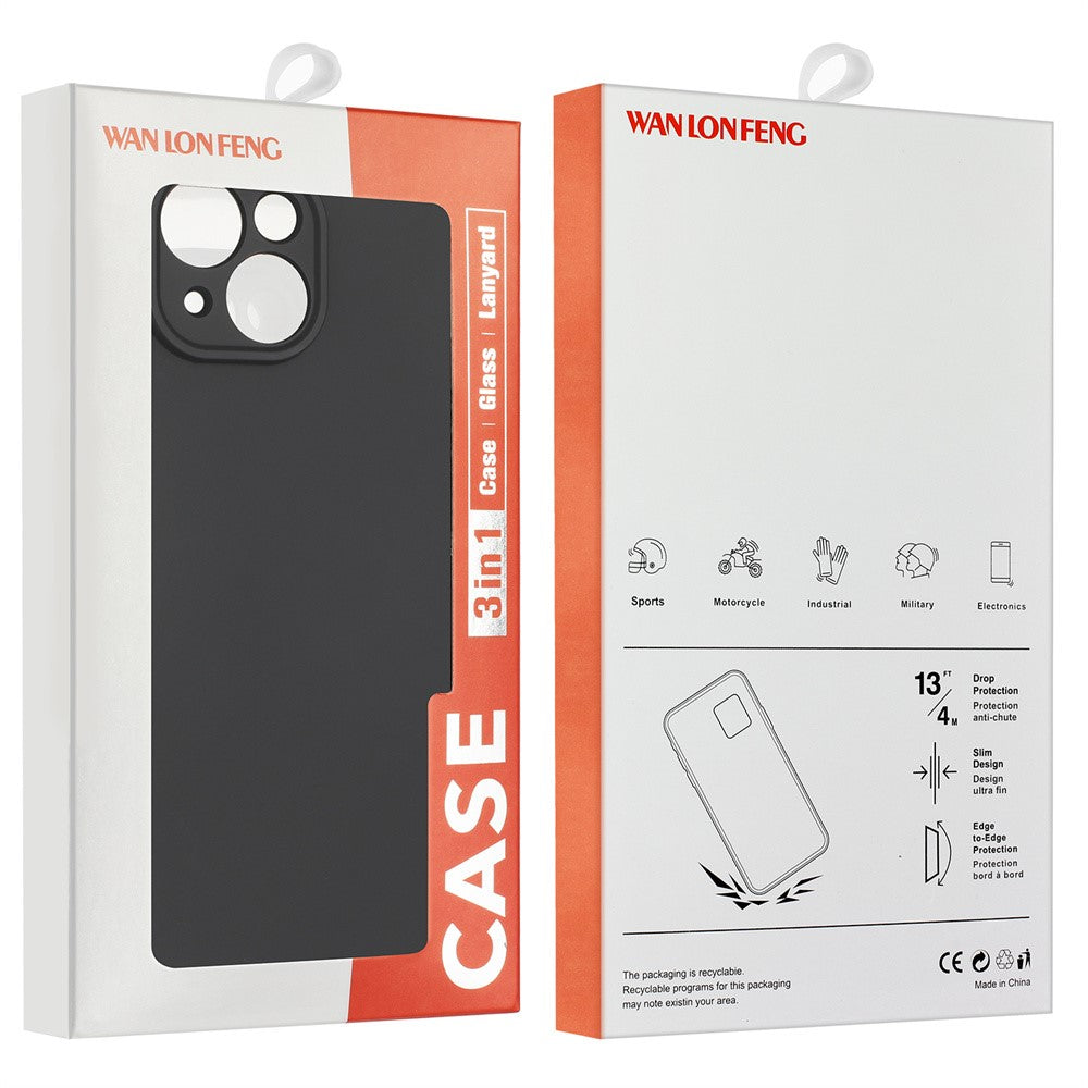 WANLONFENG RB2 Series for iPhone 17e / 16e Case Soft TPU Phone Cover with Screen Protector