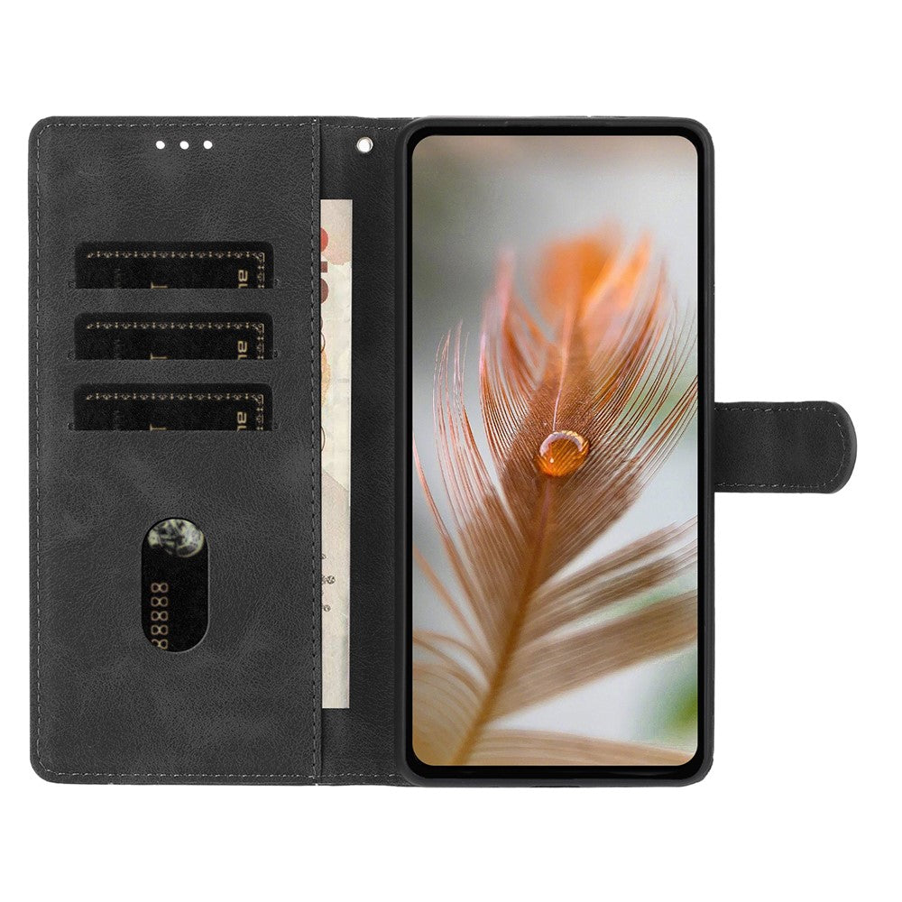 For iPhone 17e / 16e Case Imprinted Feather PU Leather Wallet Phone Cover with Wrist Strap