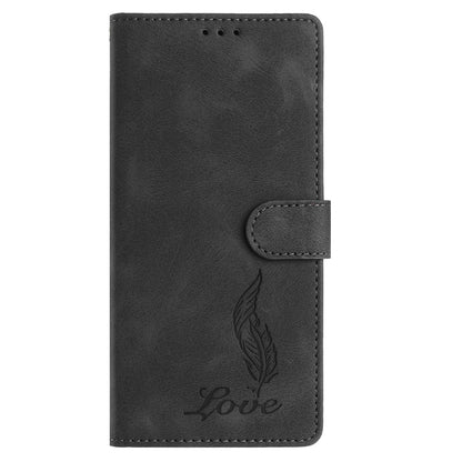 For iPhone 17e / 16e Case Imprinted Feather PU Leather Wallet Phone Cover with Wrist Strap