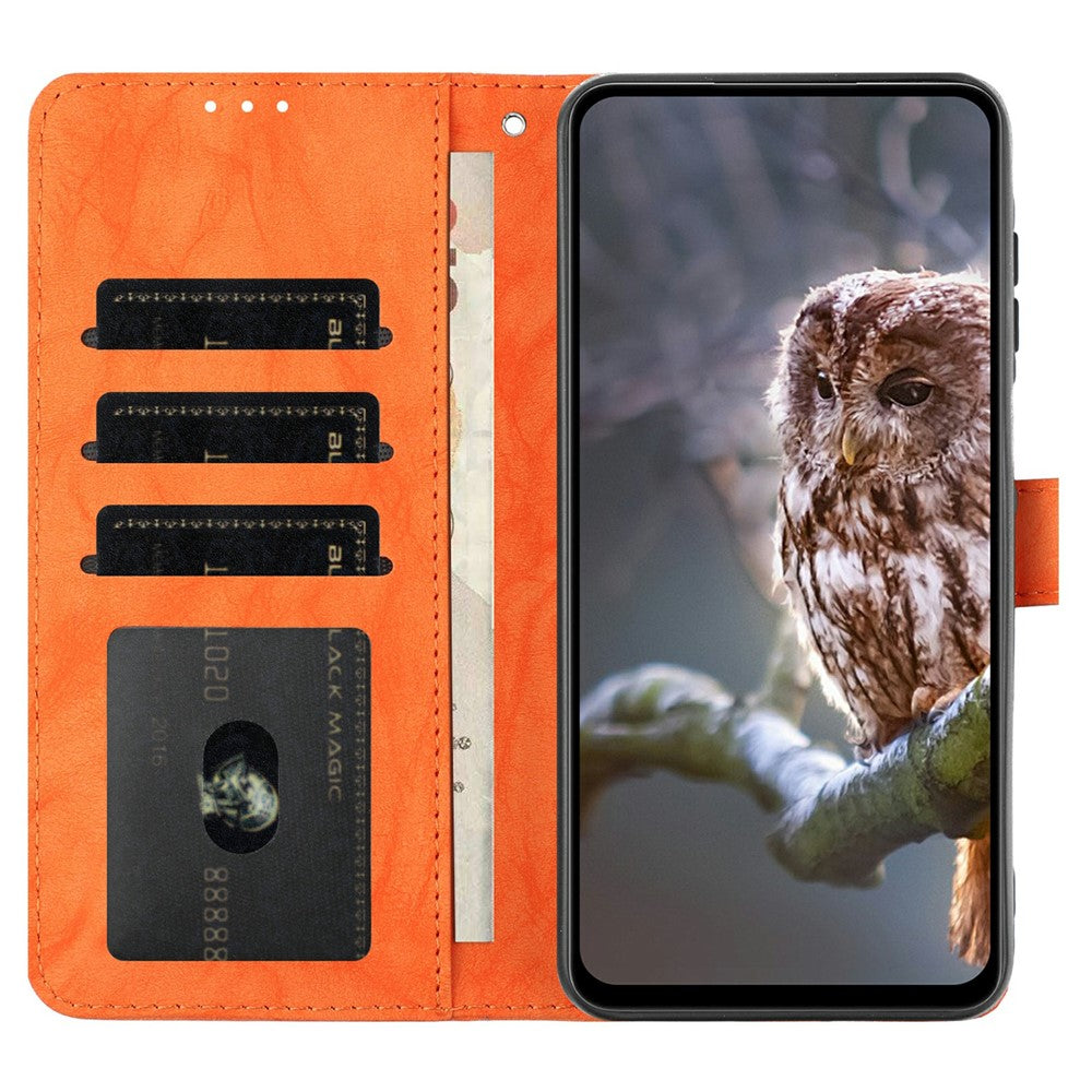 For iPhone 17e / 16e Case Owl Imprinted PU Leather Wallet Phone Cover with Wrist Strap