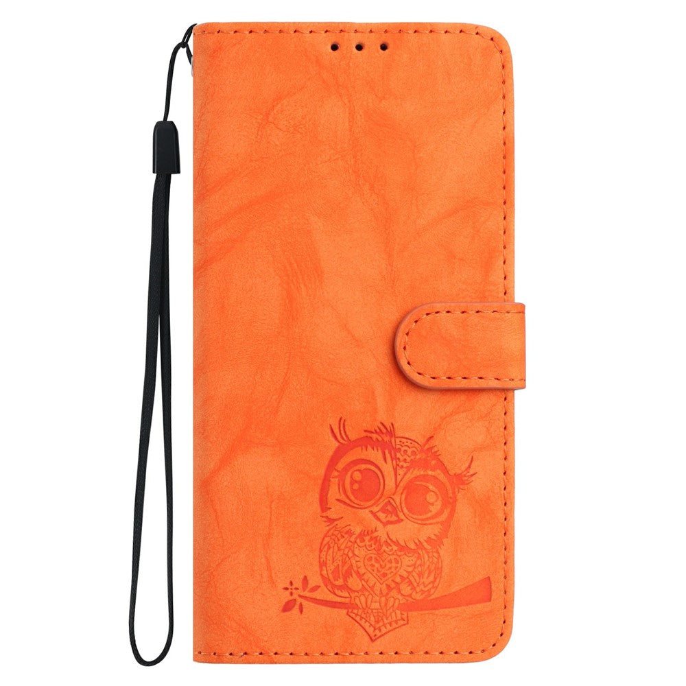 For iPhone 17e / 16e Case Owl Imprinted PU Leather Wallet Phone Cover with Wrist Strap