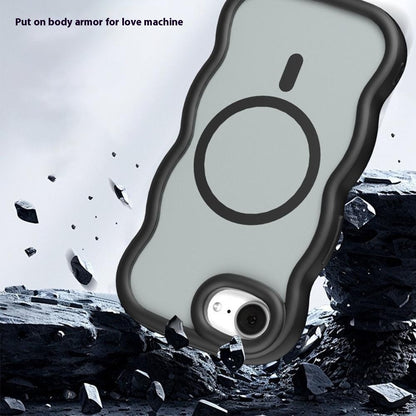 For iPhone 17e / 16e Case Compatible with MagSafe TPU + PC Phone Back Cover Skin Touch Wave Shape