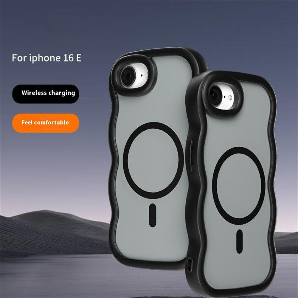 For iPhone 17e / 16e Case Compatible with MagSafe TPU + PC Phone Back Cover Skin Touch Wave Shape