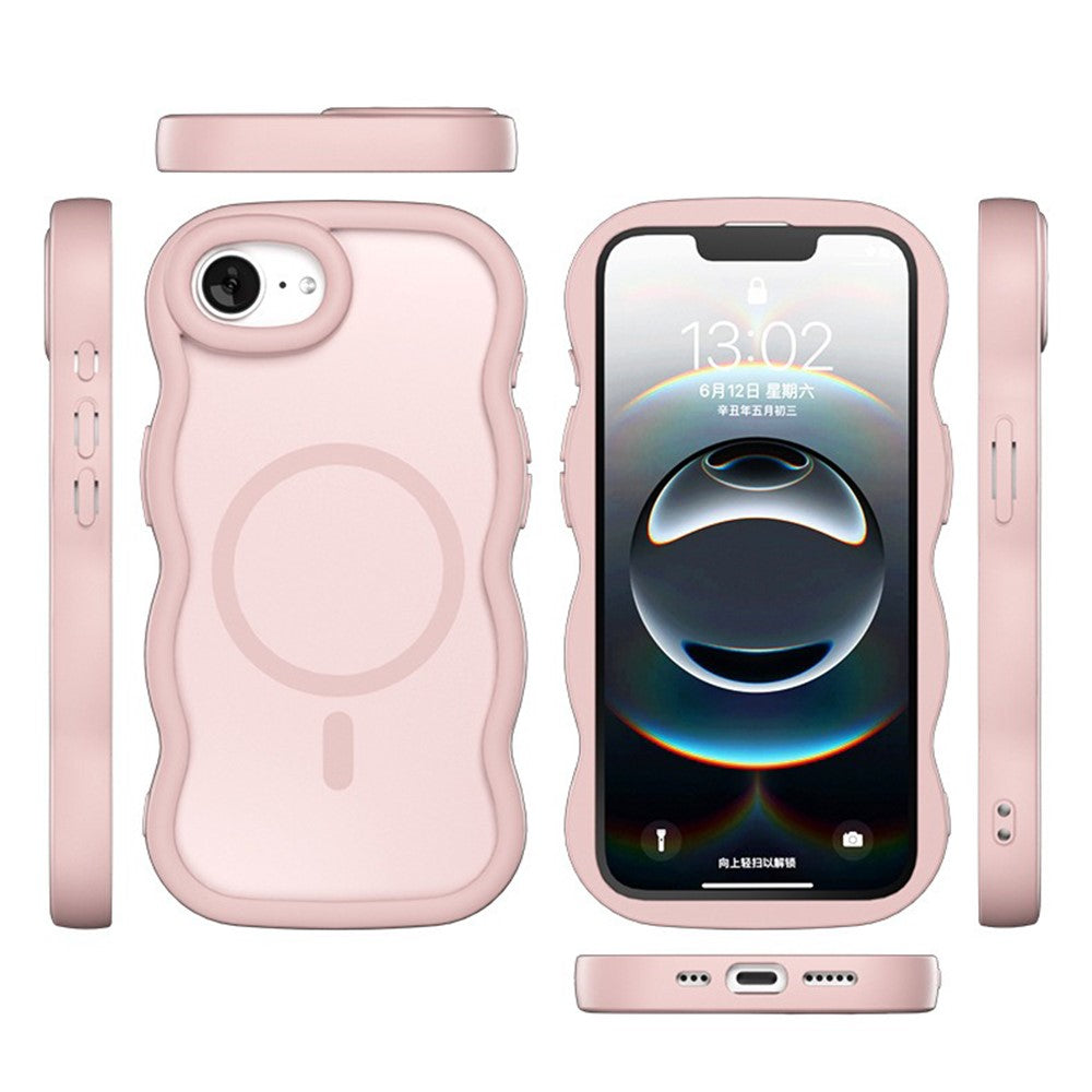 For iPhone 17e / 16e Case Compatible with MagSafe TPU + PC Phone Back Cover Skin Touch Wave Shape