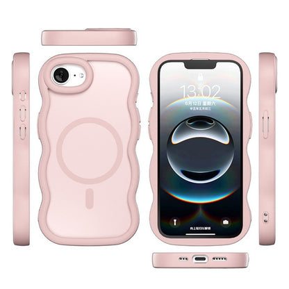 For iPhone 17e / 16e Case Compatible with MagSafe TPU + PC Phone Back Cover Skin Touch Wave Shape