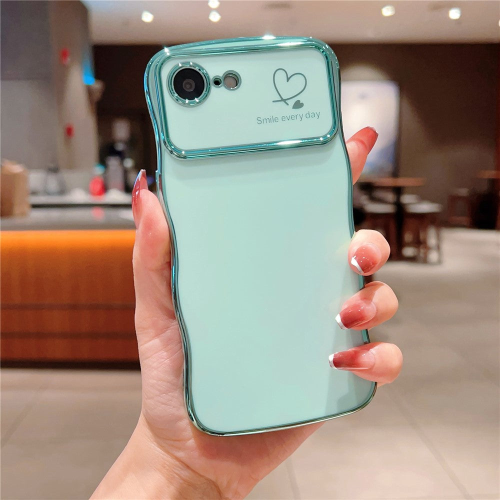 For iPhone 17e / 16e Case Love Hearts TPU Phone Cover Curly Wave Frame Large Window