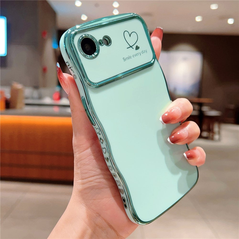 For iPhone 17e / 16e Case Love Hearts TPU Phone Cover Curly Wave Frame Large Window