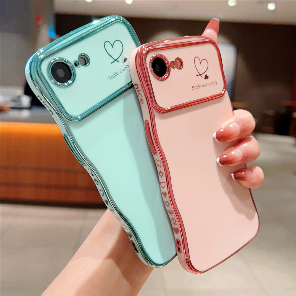 For iPhone 17e / 16e Case Love Hearts TPU Phone Cover Curly Wave Frame Large Window