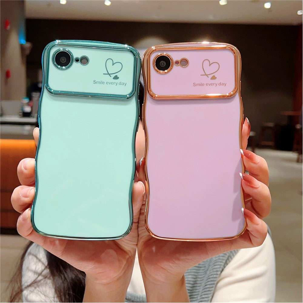 For iPhone 17e / 16e Case Love Hearts TPU Phone Cover Curly Wave Frame Large Window