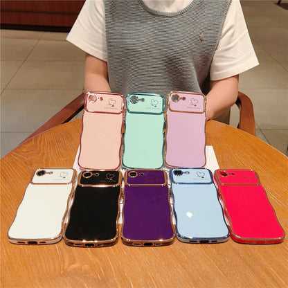 For iPhone 17e / 16e Case Love Hearts TPU Phone Cover Curly Wave Frame Large Window