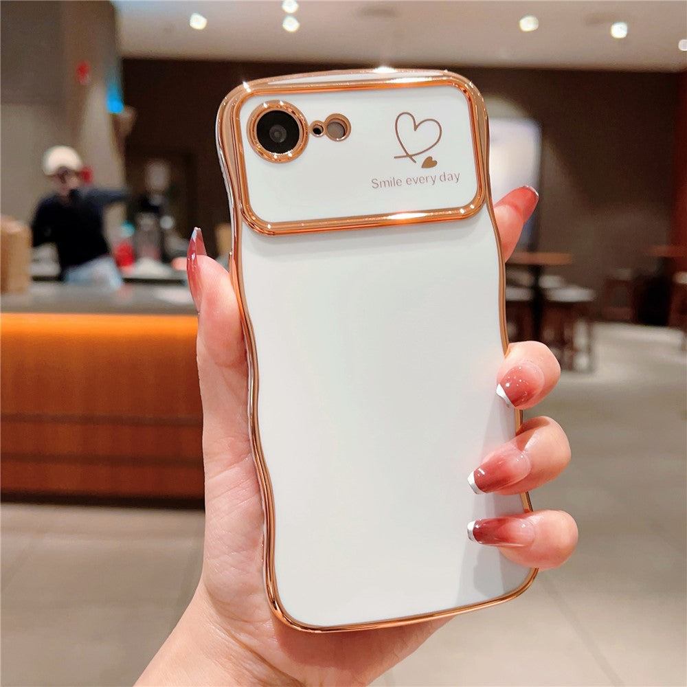 For iPhone 17e / 16e Case Love Hearts TPU Phone Cover Curly Wave Frame Large Window