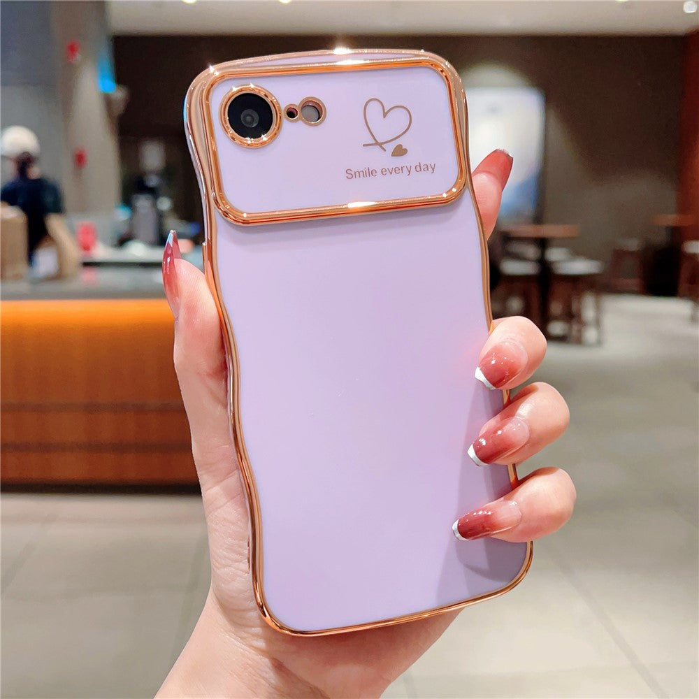 For iPhone 17e / 16e Case Love Hearts TPU Phone Cover Curly Wave Frame Large Window