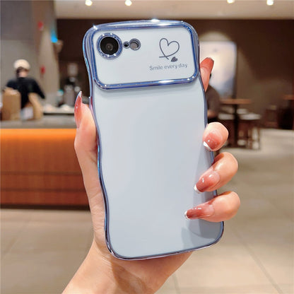 For iPhone 17e / 16e Case Love Hearts TPU Phone Cover Curly Wave Frame Large Window