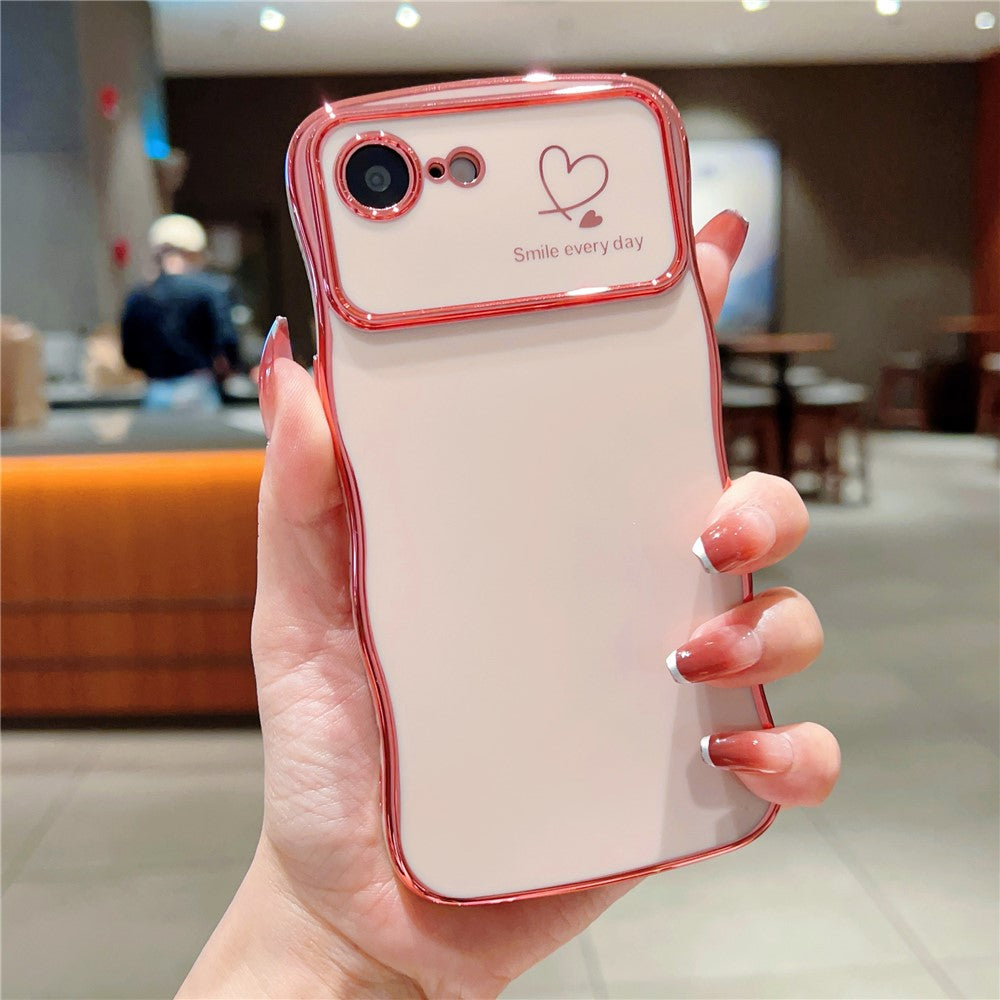For iPhone 17e / 16e Case Love Hearts TPU Phone Cover Curly Wave Frame Large Window