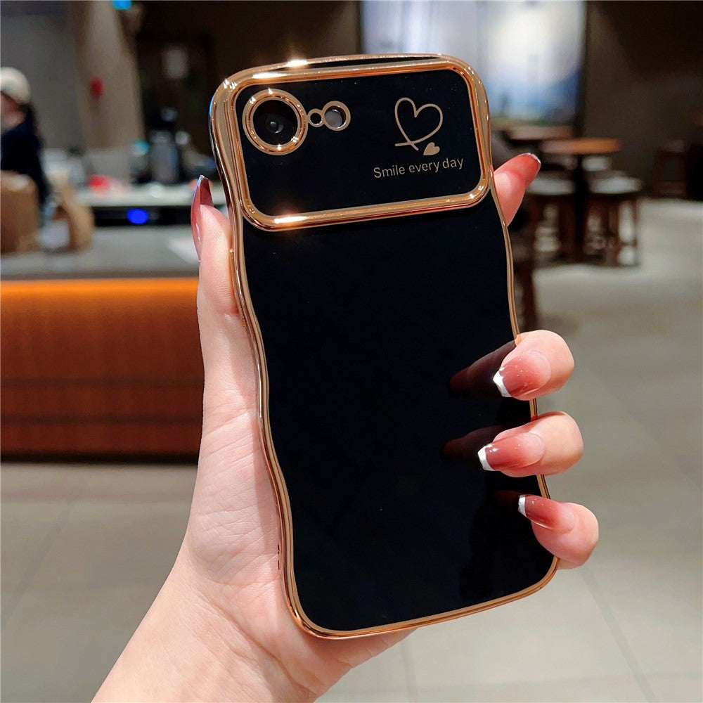 For iPhone 17e / 16e Case Love Hearts TPU Phone Cover Curly Wave Frame Large Window