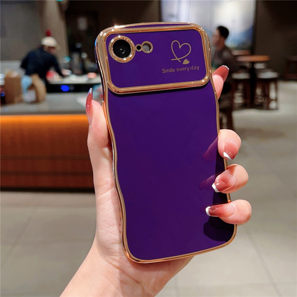 For iPhone 17e / 16e Case Love Hearts TPU Phone Cover Curly Wave Frame Large Window
