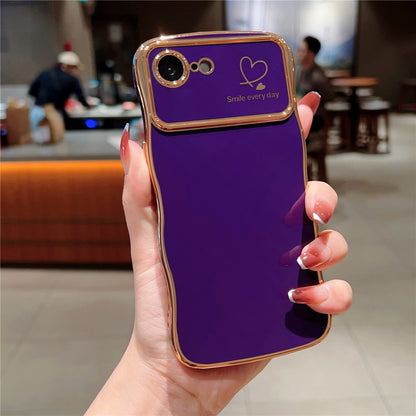 For iPhone 17e / 16e Case Love Hearts TPU Phone Cover Curly Wave Frame Large Window