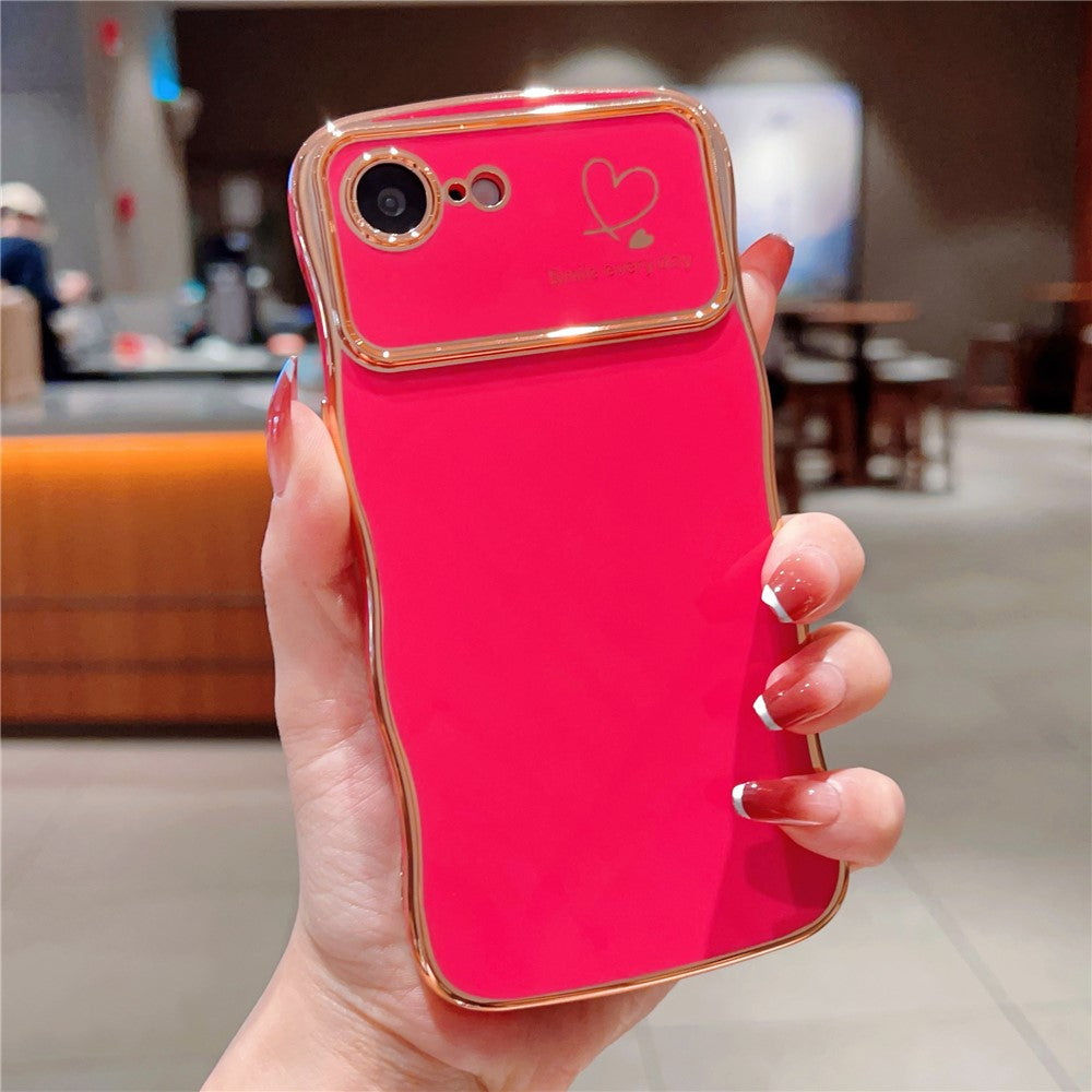 For iPhone 17e / 16e Case Love Hearts TPU Phone Cover Curly Wave Frame Large Window