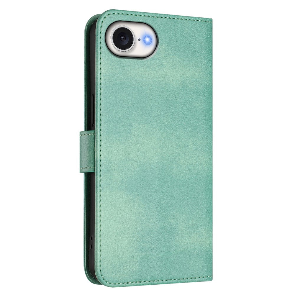 For iPhone 17e / 16e Case Wallet Stand Retro Texture Leather Phone Cover with Lanyard